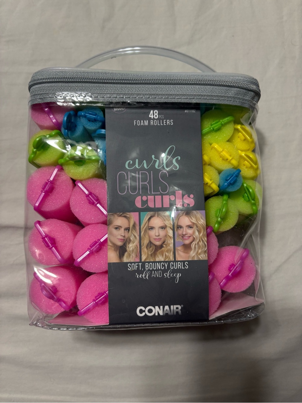 Conair Soft Foam Rollers - Pink, Yellow & Blue - 48 Pack